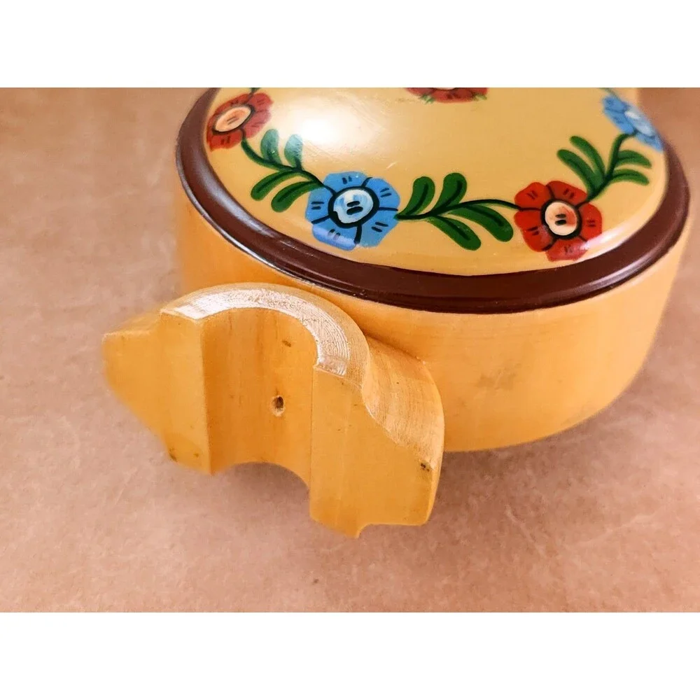 Vintage Romanian Wooden Flask Canteen 9